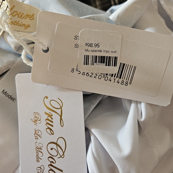 NWT Gorgeous La Moda True Colors Crystal Embellished  Bathing Suit SZ Med - Picture 5 of 16